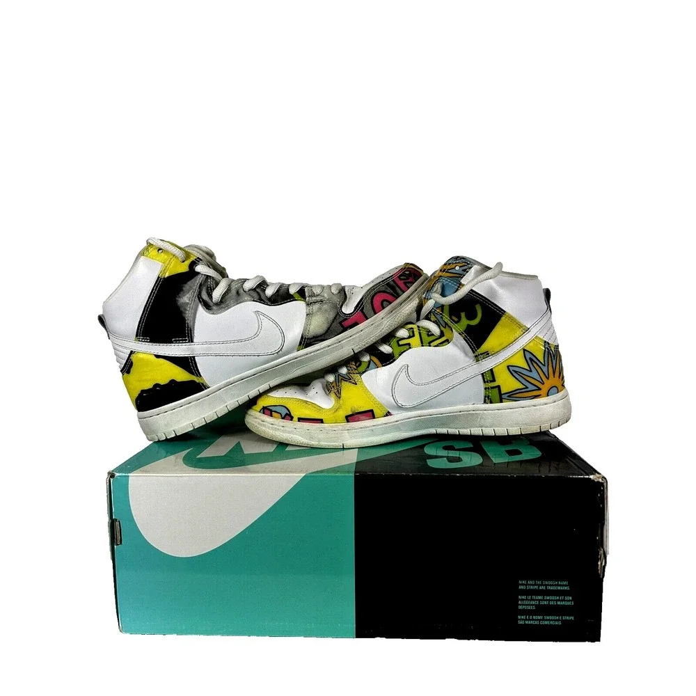 NIKE DUNK HIGH Sneaker Men's 9.5 PRM SB 2015‎ DE LA SOUL WHITE FIREFLY